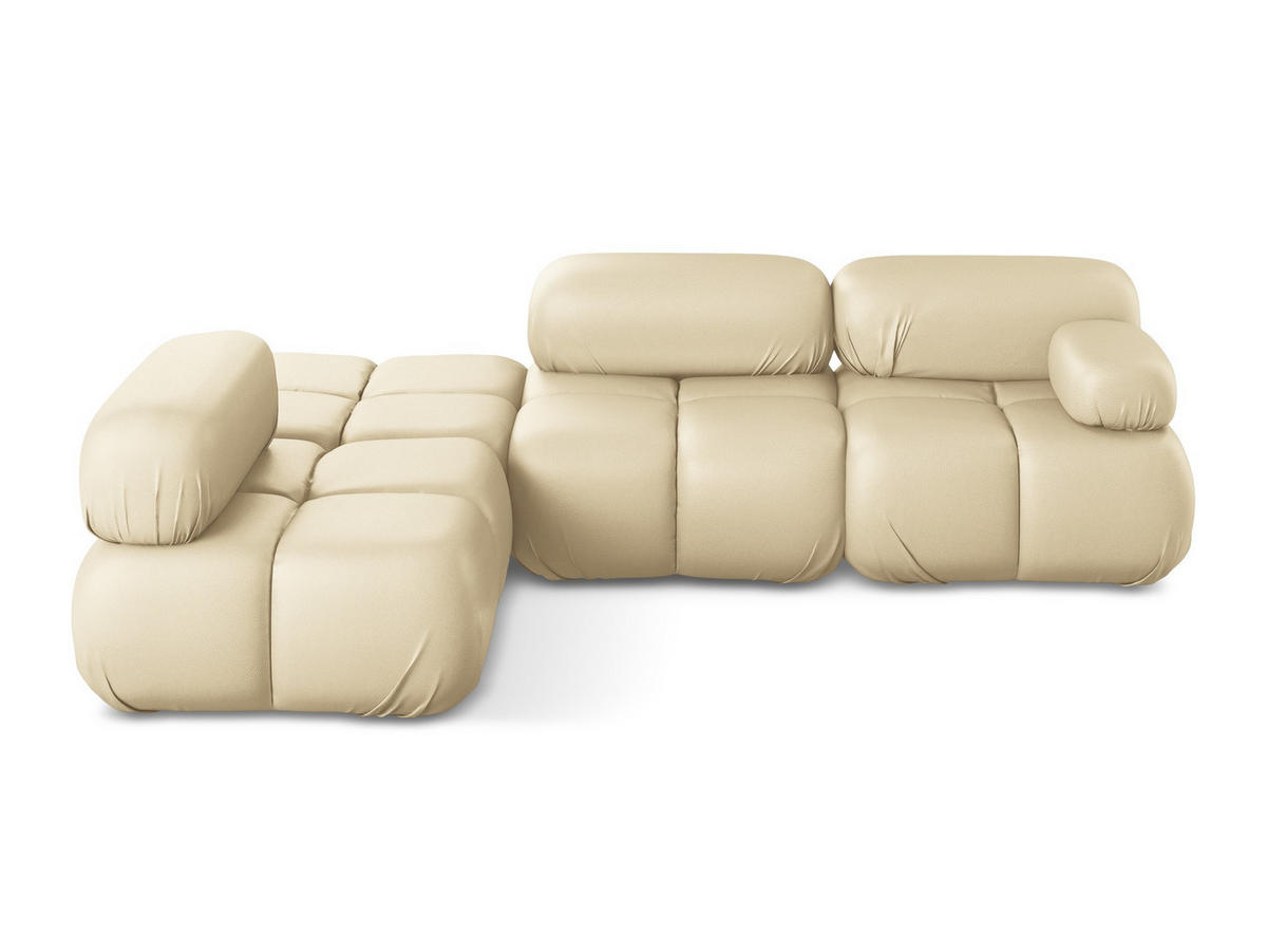 ECKSOFA Links Kunstleder Beige - Beige/Schwarz, Leder/Kunststoff (190/285cm) - Makamii