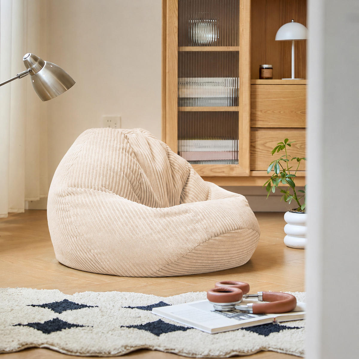 POUF kord Beige - Beige, Textil (85/50/85cm) - Nordlys