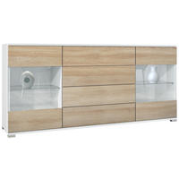 SIDEBOARD Bari Eiche sägerau - Eiche San Remo, Holzwerkstoff (166.5/75.5/35cm) - Vladon