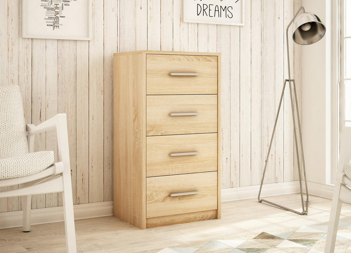 KOMMODE Bodo 4S Sonoma Eiche 40/35/75 cm - Sonoma Eiche, Holzwerkstoff (40/75/35cm) - Matkam Möbel