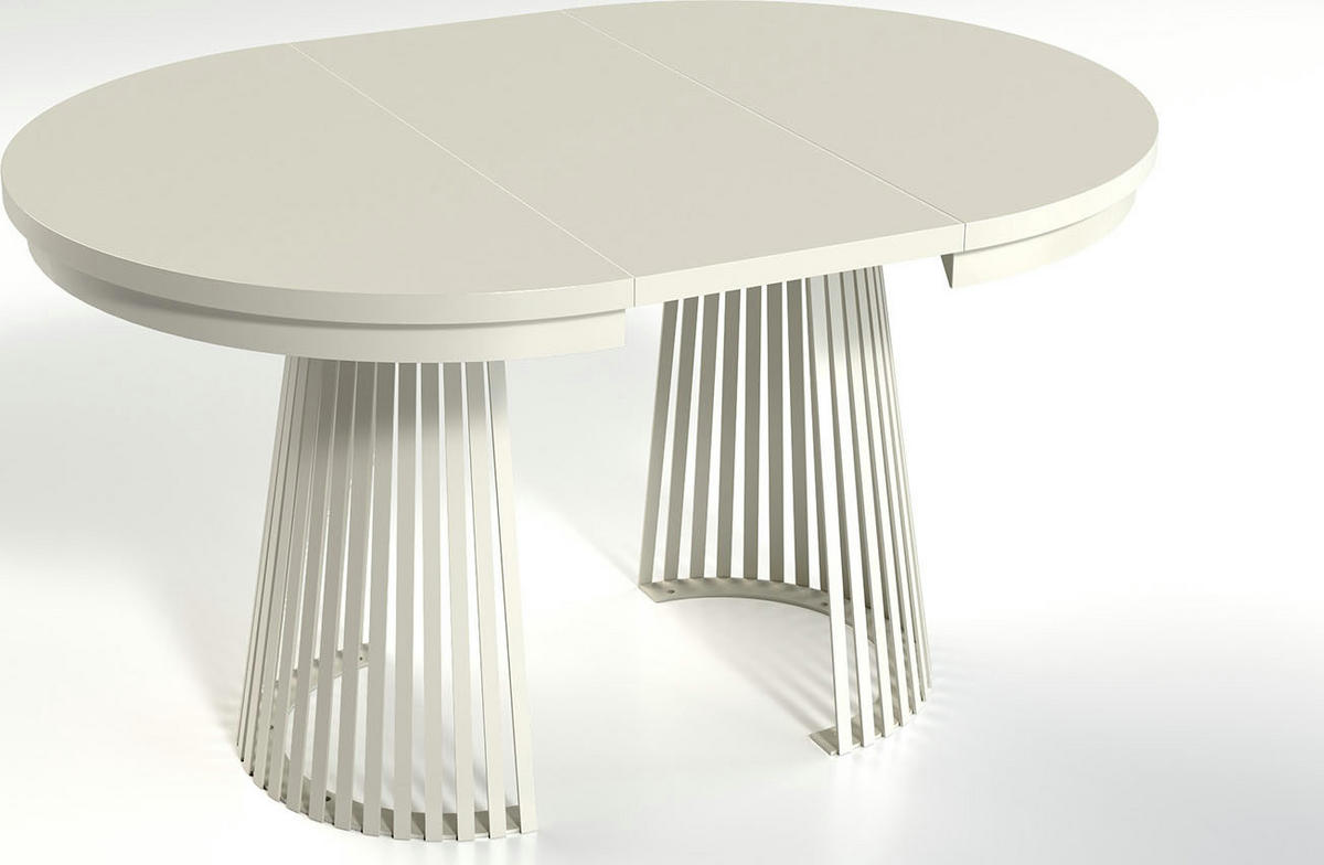 ESSTISCH Scala runder ausziehbarer, Braun 100-180/100/75 cm - Eiche Wotan/Weiß, Holzwerkstoff/Metall (100/100/75cm) - WFL GROUP