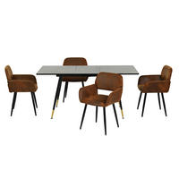 ESSTISCH SET mit ausziehbarem Tisch und 4 bequemen Stühlen - Schwarz/Braun, Holzwerkstoff/Metall (80/75/160cm) - Urban Meuble