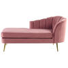 CHAISELONGUE Samtstoff rosa rechtsseitig Allier - Pink/Goldfarben, Textil (150/75/76cm) - Beliani
