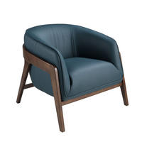 SESSEL in Petrolblau 82/87/73 cm - Walnussfarben/Petrol, Leder/Holz (82/73/87cm) - ANGEL CERDA