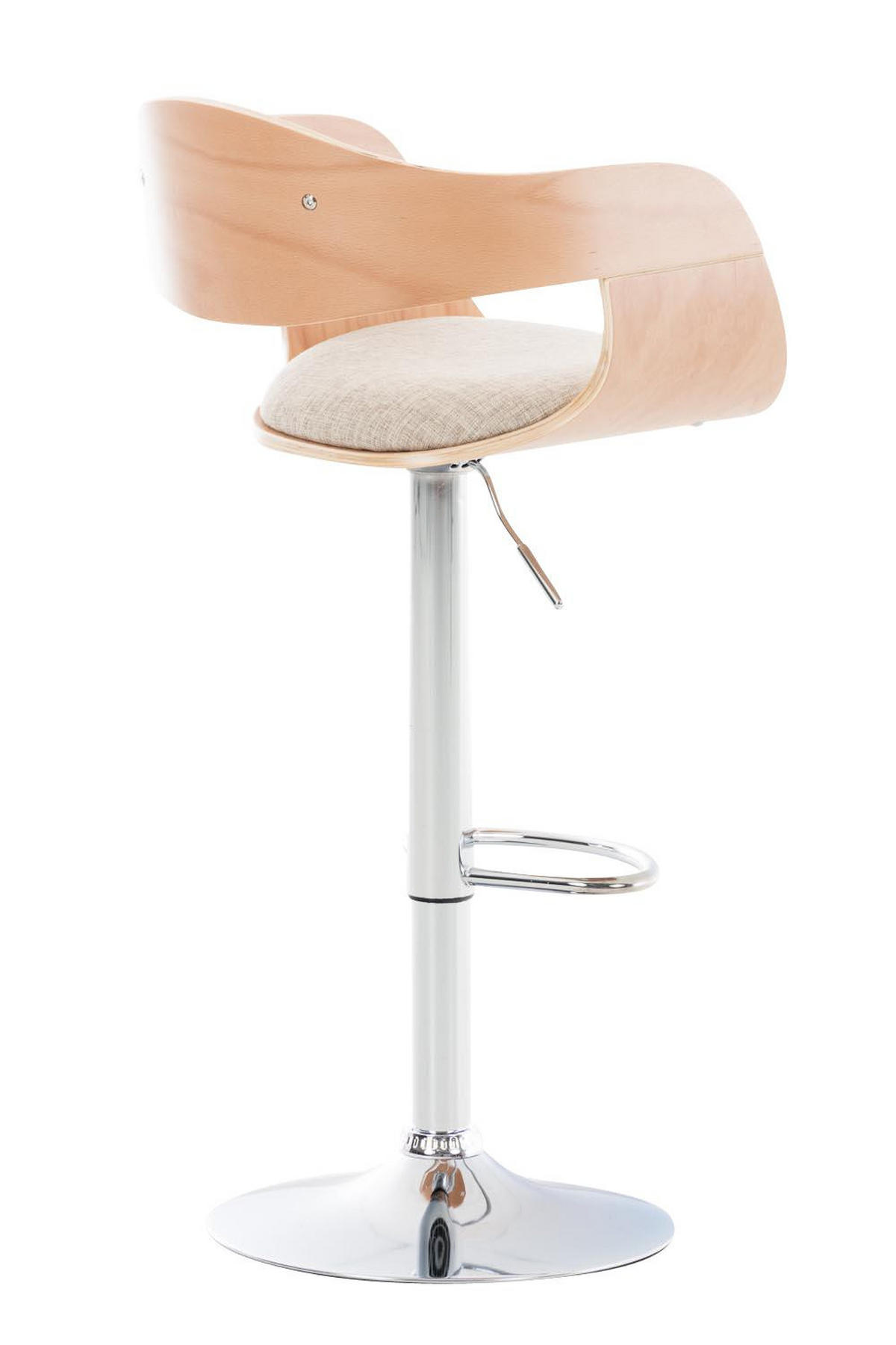 BARHOCKER 2er Set Stoff natura/creme - Chromfarben/Eukalyptusholzfarben, Textil/Metall (50/88/48cm) - CLP