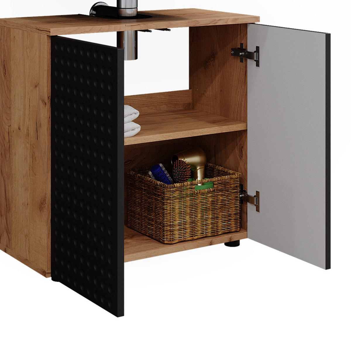 SADA NÁBYTKU DO KOUPELNY Irma Tečkovaná antracitová - antracitová, kompozitní dřevo (80/58.6/41cm) - Vicco