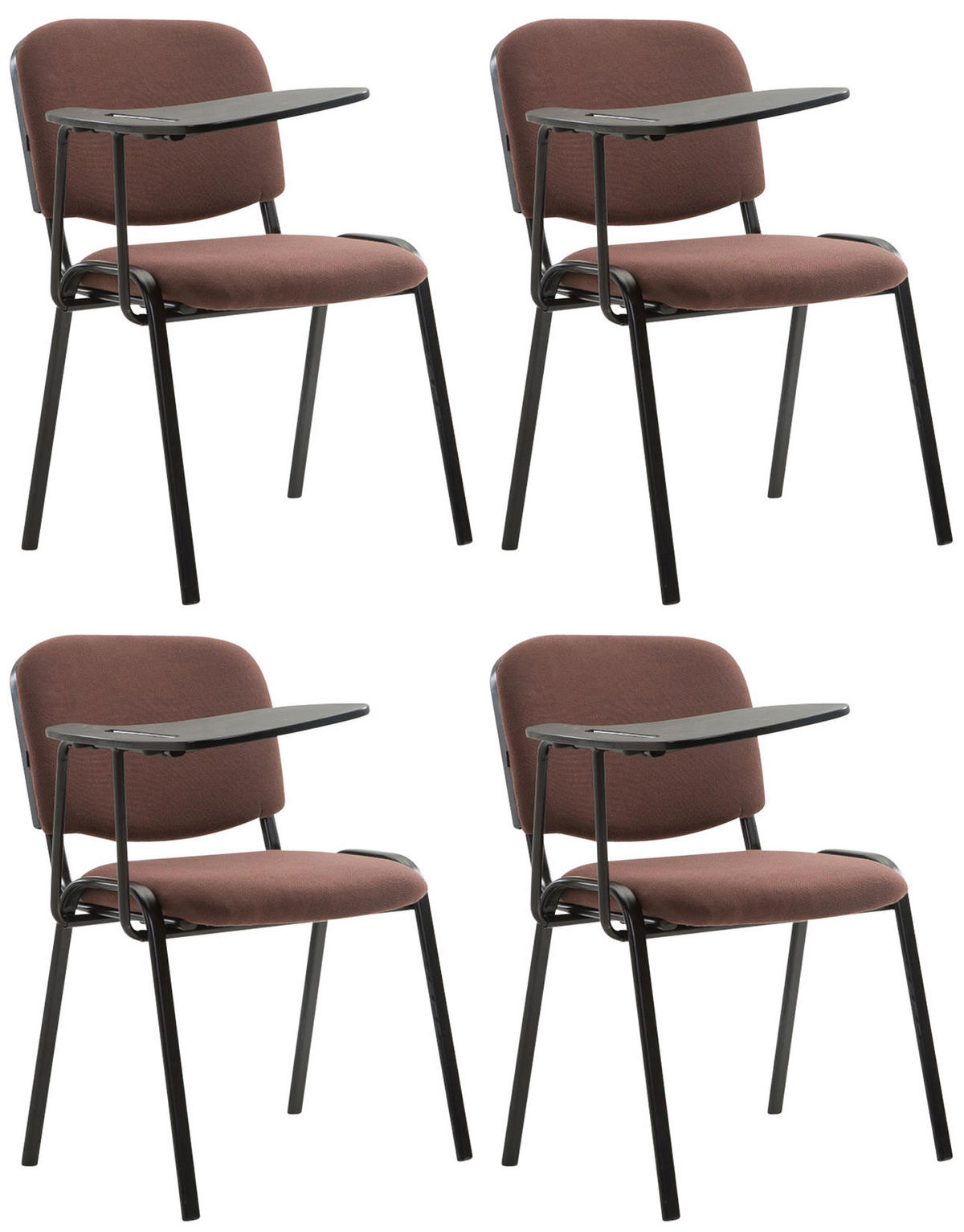 BESUCHERSTUHL 4er Set Stoff braun - Schwarz/Braun, Textil/Metall (53/81/71cm) - CLP