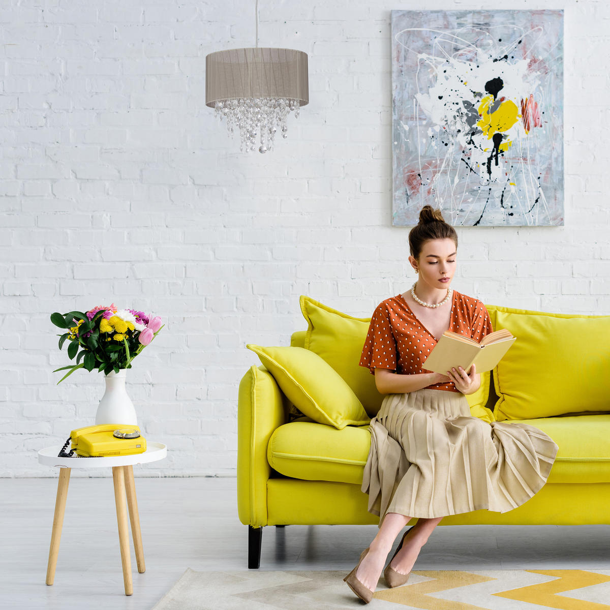 HÄNGELAMPE - Multicolor, Kunststoff/Textil (32/32/129cm) - Relaxdays