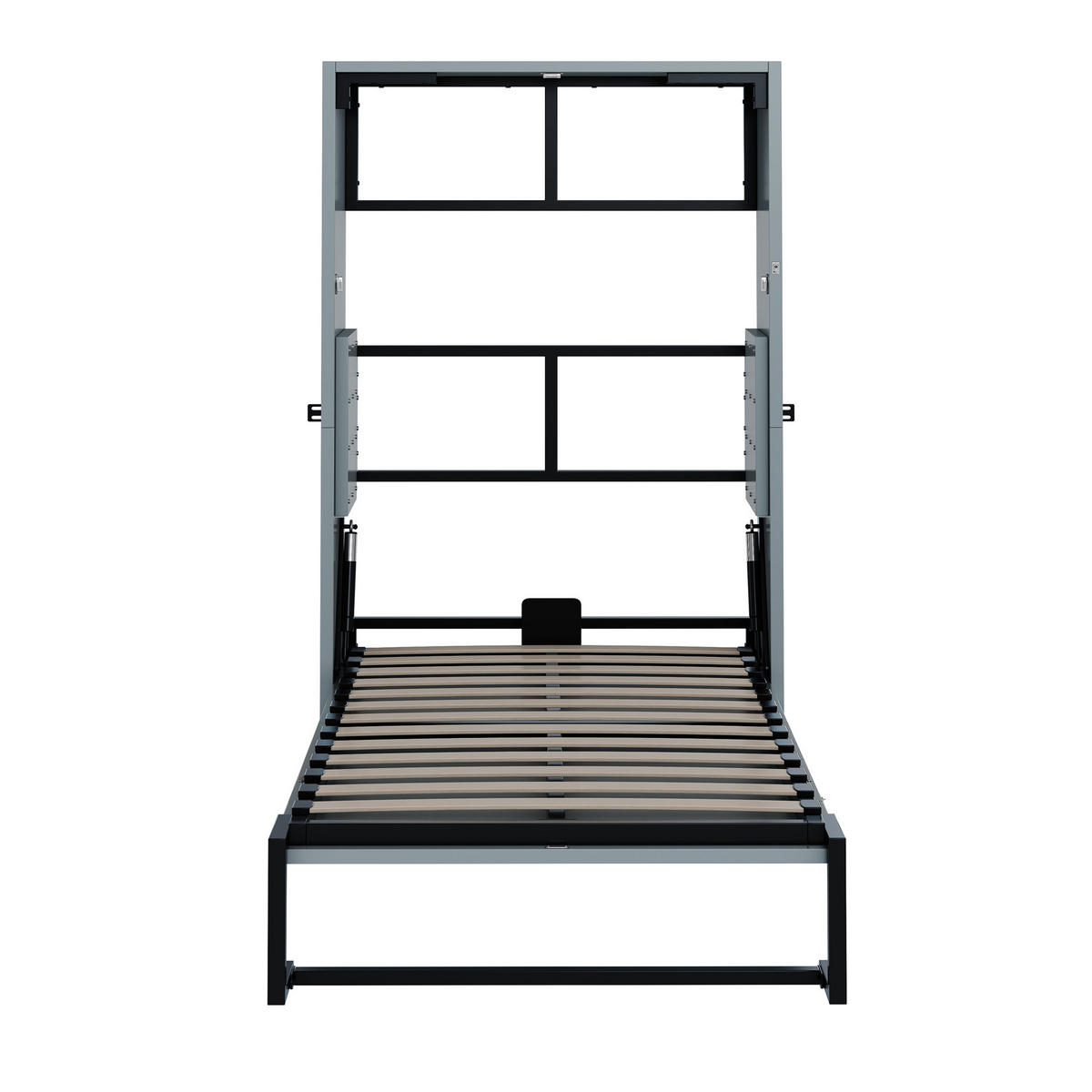 KLAPPBETT 90/200 cm in Grau aus Metall und Holz mit Wandverriegelung - Grau, Holzwerkstoff/Metall (90/200cm) - WISHDOR