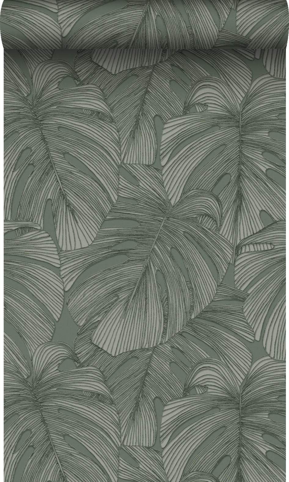 TAPETE 3D Muster Blätter 50 x 900 cm - Grün, Papier (50/900cm) - Origin Wallcoverings