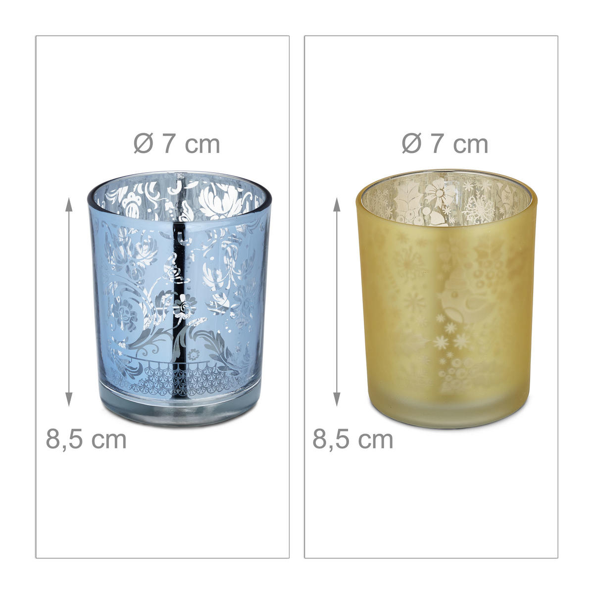 12xTEELICHTGLÄSER - Multicolor, Glas (8.5cm) - Relaxdays