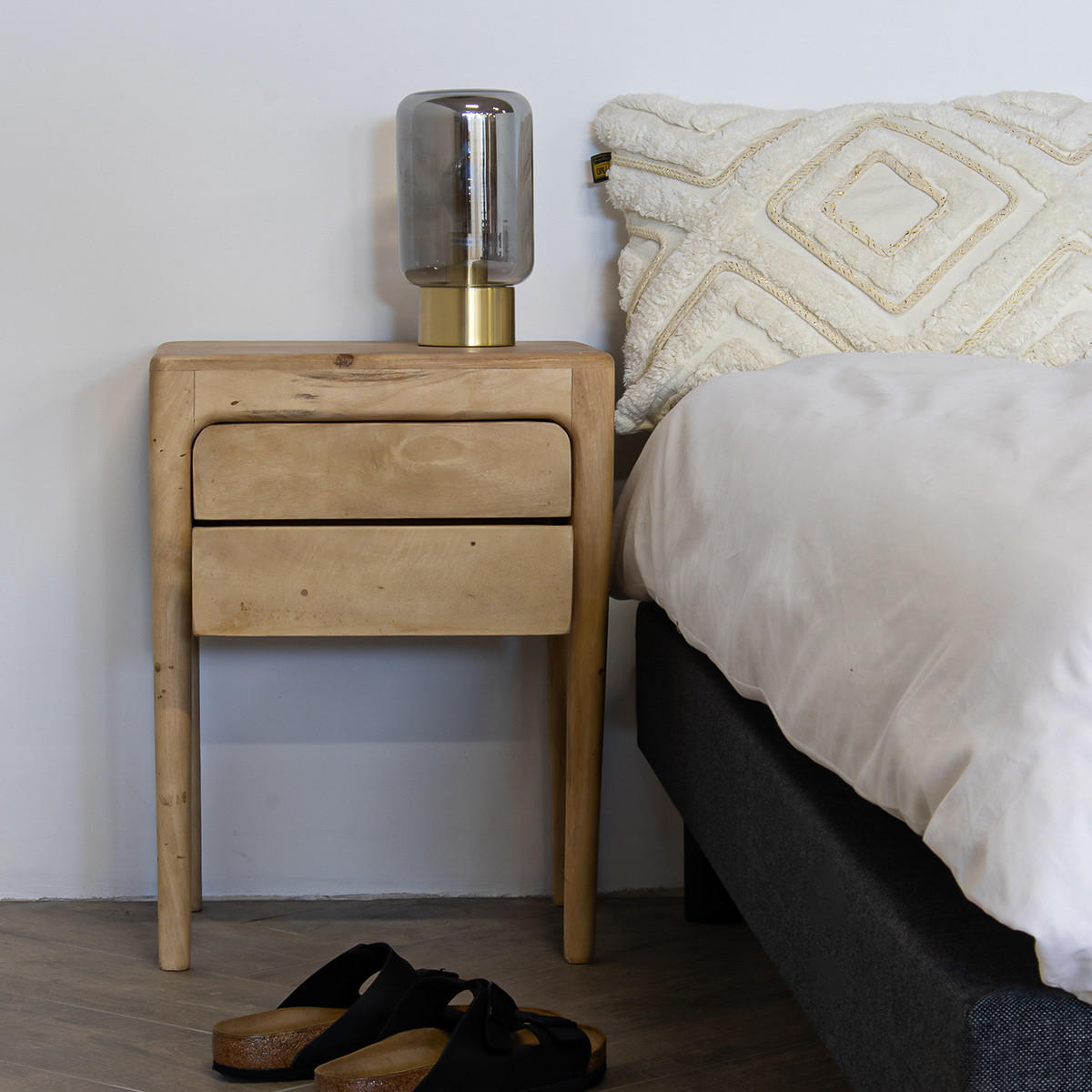 NACHTTISCH aus Holz, natürlich - Braun, Holz (46/60/38cm) - Giga Meubel