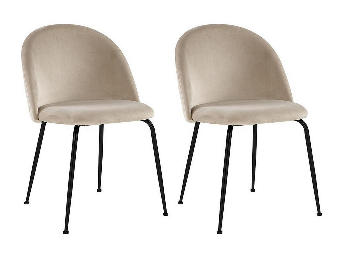 STUHL - 50cm x 55cm - Samt - beige - MELBOURNE - Beige, Textil (50/77/55cm) - Vente-Unique