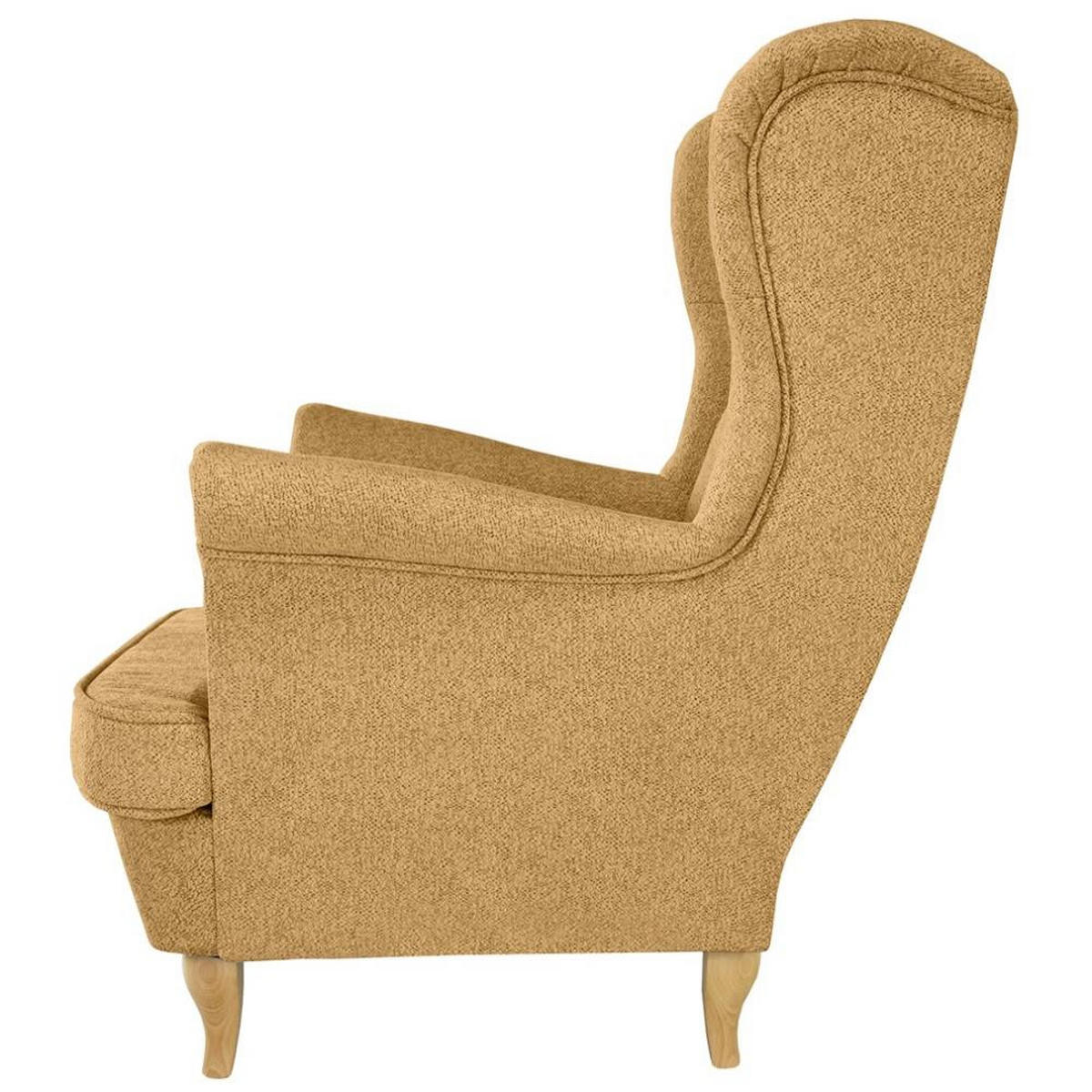 CHESTERFIELD-SESSEL Falco gelb mit Buche Holzbeinen - Gelb, Holz/Textil (82/102/92cm) - Beautysofa