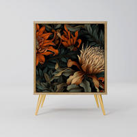 SIDEBOARD DAWN BLOOM, Eichefarben, 57,5x42x75,5 cm, Goldfarbene Metallfüße - Eichefarben/Goldfarben, Holzwerkstoff/Metall (57.5/75.5/42cm) - SpaceRebels