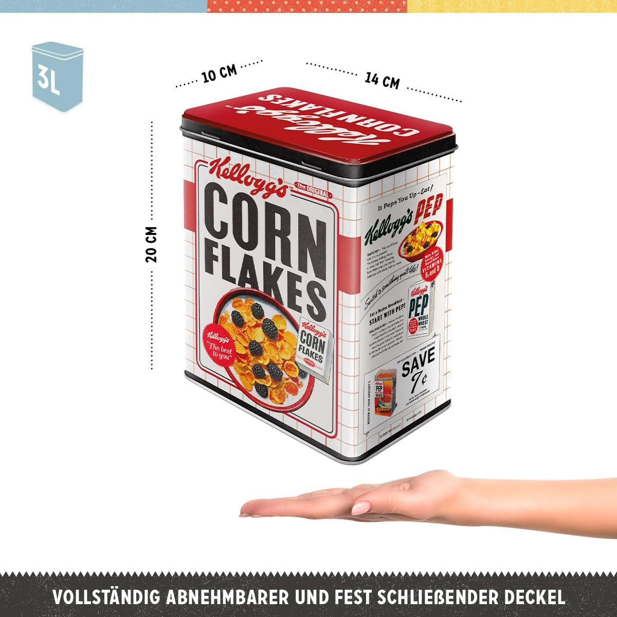 VORRATSDOSE L Kellogg's – Corn Flakes Bowl - Multicolor, Metall (14/20/10cm) - Nostalgic-Art
