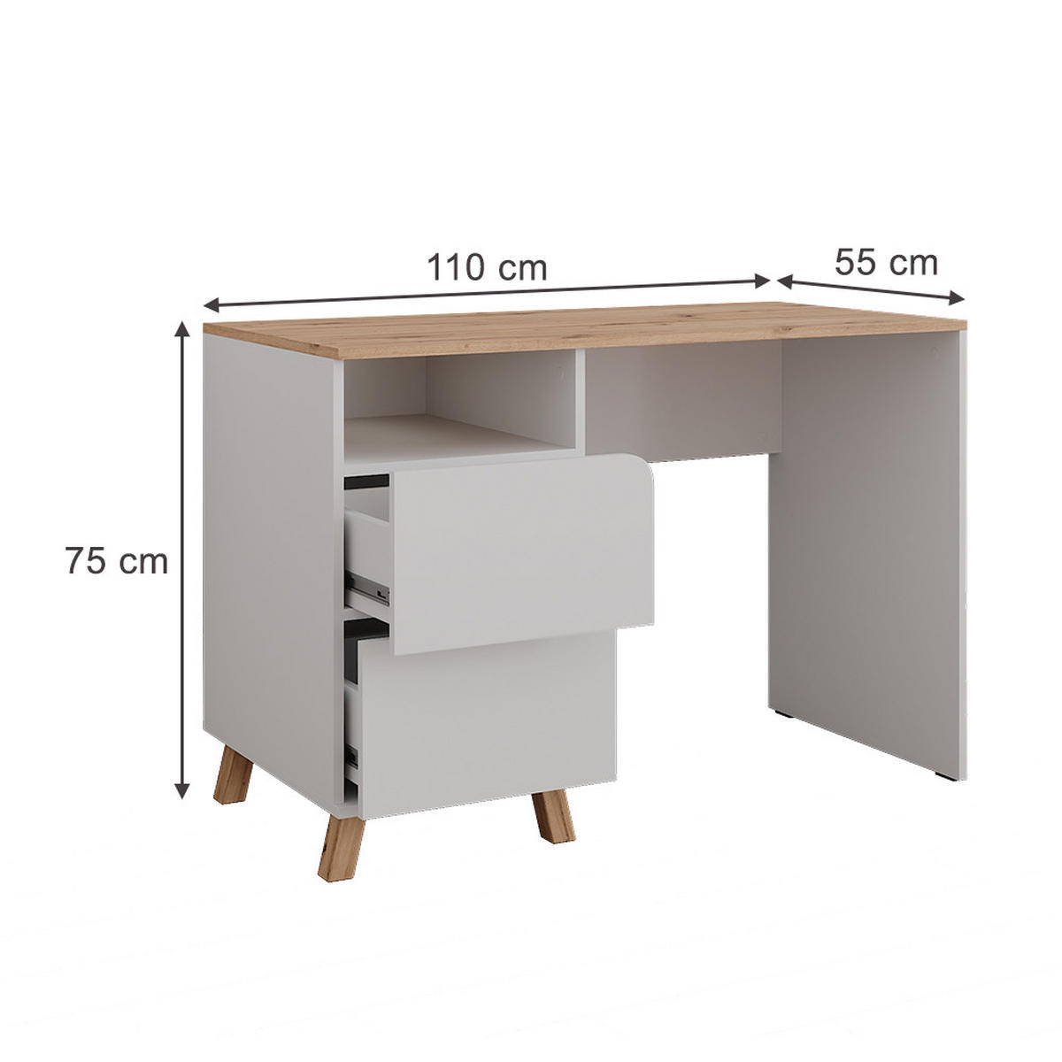 TOALETNÍ STOLEK Karen Bílá/Artisan - bílá/dub artisan, kompozitní dřevo (110/75/55cm) - Vicco