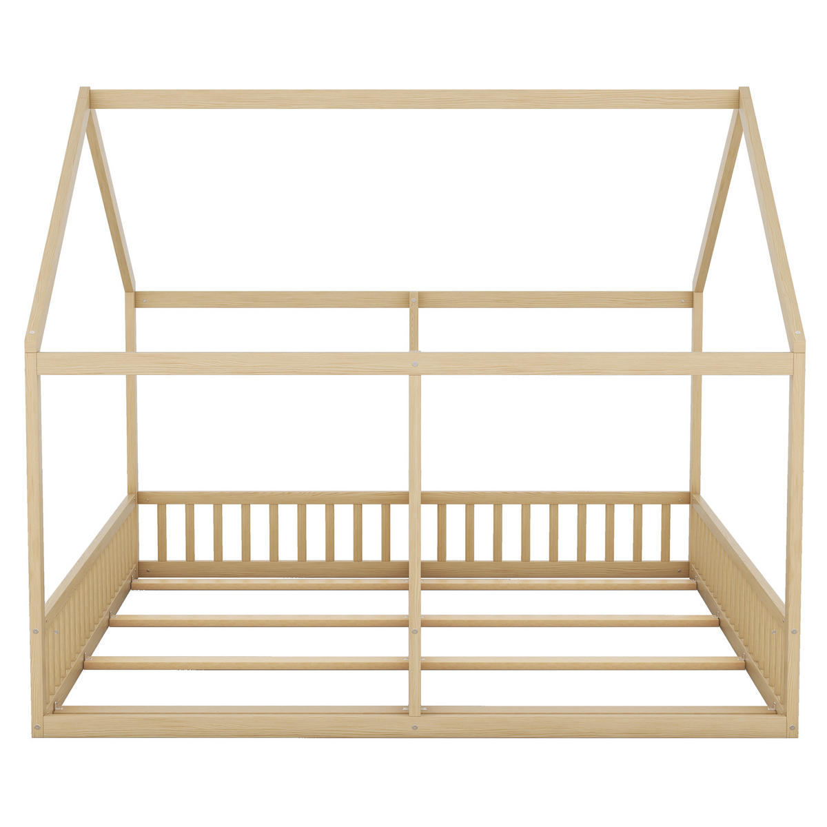 EINZELBETTEN 2-in-1 90/200 cm Natur mit Sicherheitsgeländer - Naturfarben, Holz (90/200cm) - OKWISH