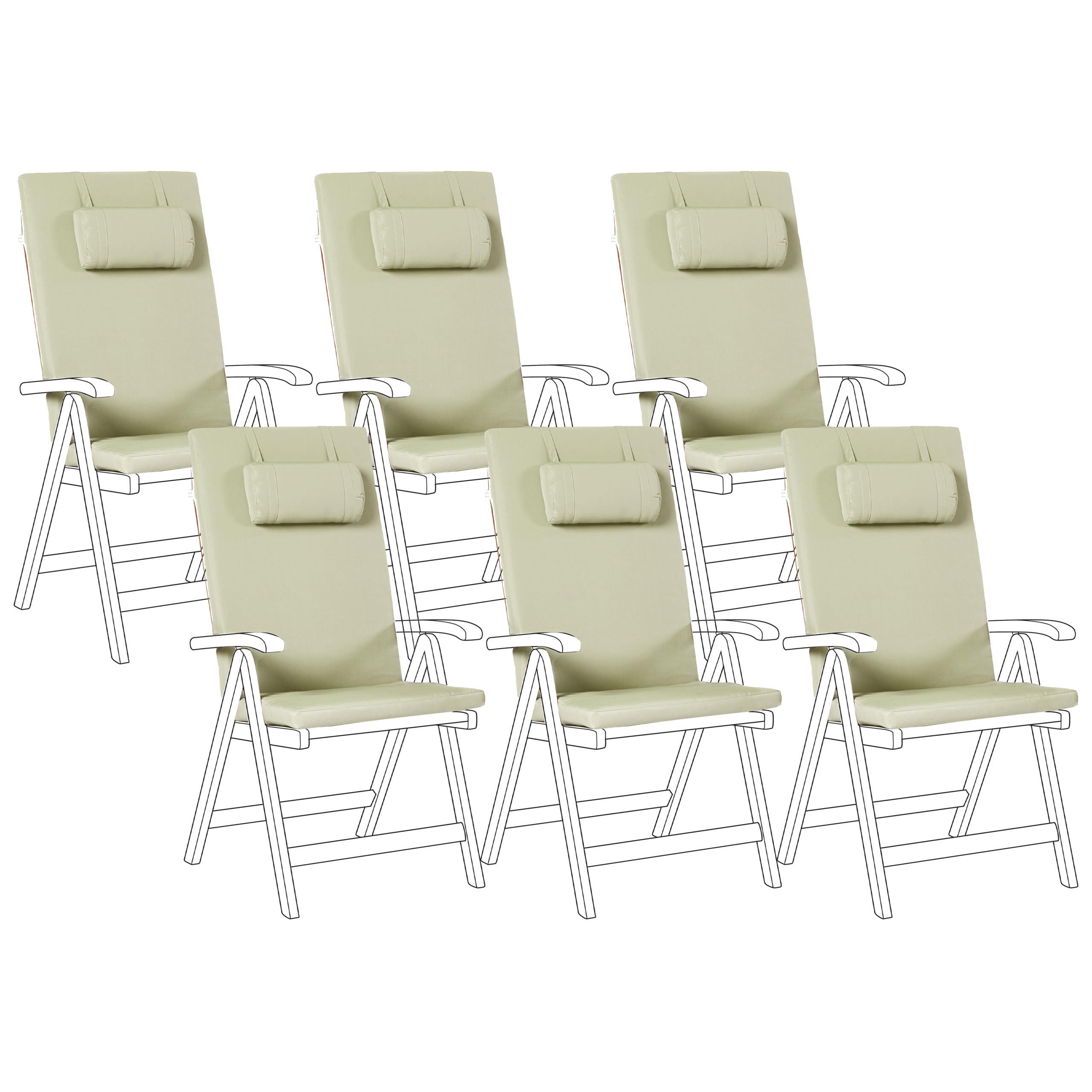 Outdoor-Sitzkissen 6er-Set Grün 50/45 cm Java/Amantea Premium - Grün, Textil (71/71/50cm) - Beliani