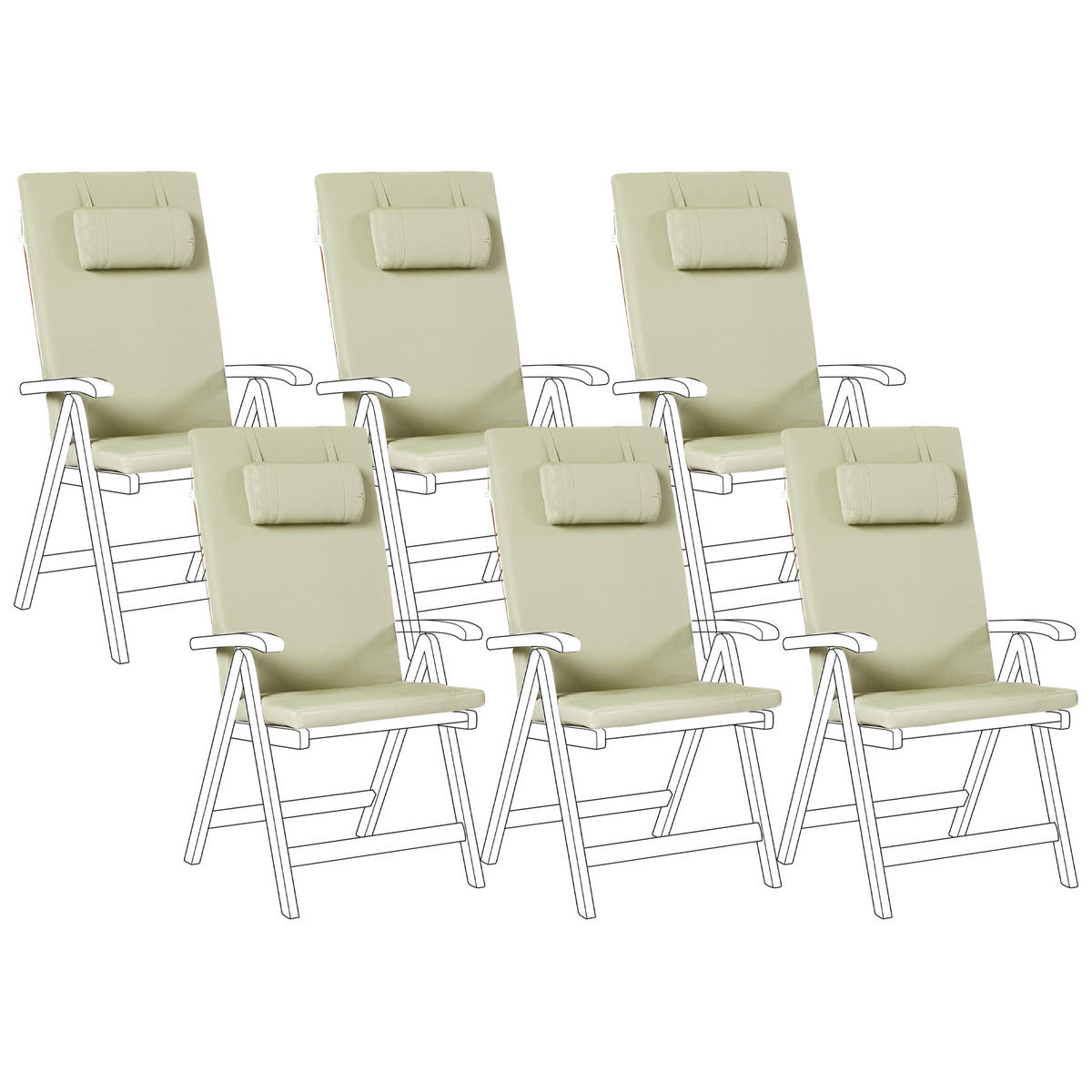 Outdoor-Sitzkissen 6er-Set Grün 50/45 cm Java/Amantea Premium - Grün, Textil (71/71/50cm) - Beliani