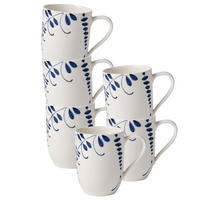 BECHER MIT HENKEL Vieux Luxembourg Brindille weiß-blau 370 ml 6er Set - Blau/Weiß, Keramik (0.37L) - Villeroy & Boch
