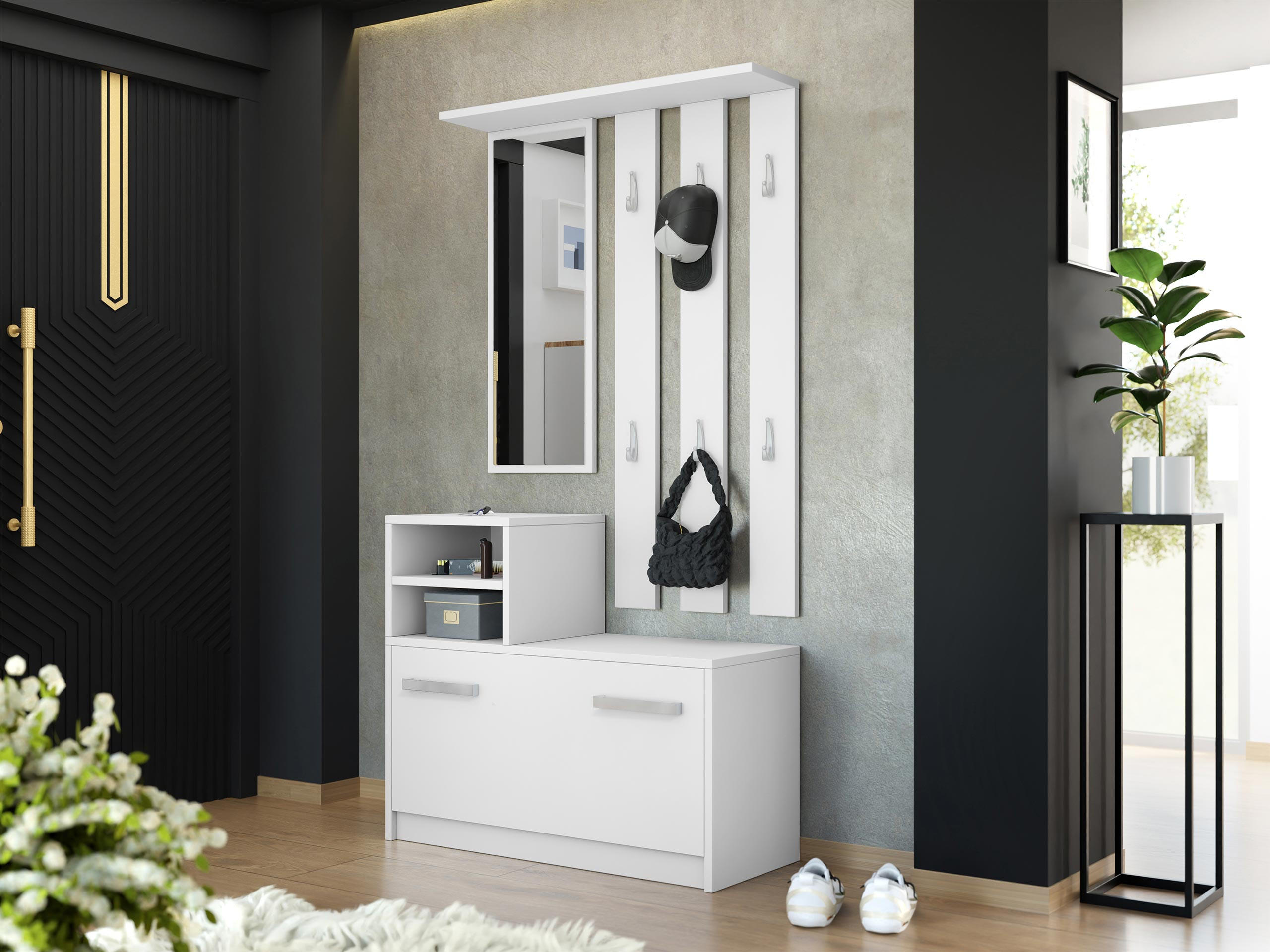 GARDEROBE Kolom - Weiß, Holzwerkstoff (85/180/24cm) - MIRJAN24
