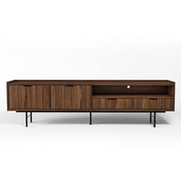 LOWBOARD Nordiva 2T 2S Warmia Walnut 200/55/40 cm – Metallgestell - Walnussfarben/Schwarz, Holzwerkstoff/Metall (200/55/40cm) - AX Living