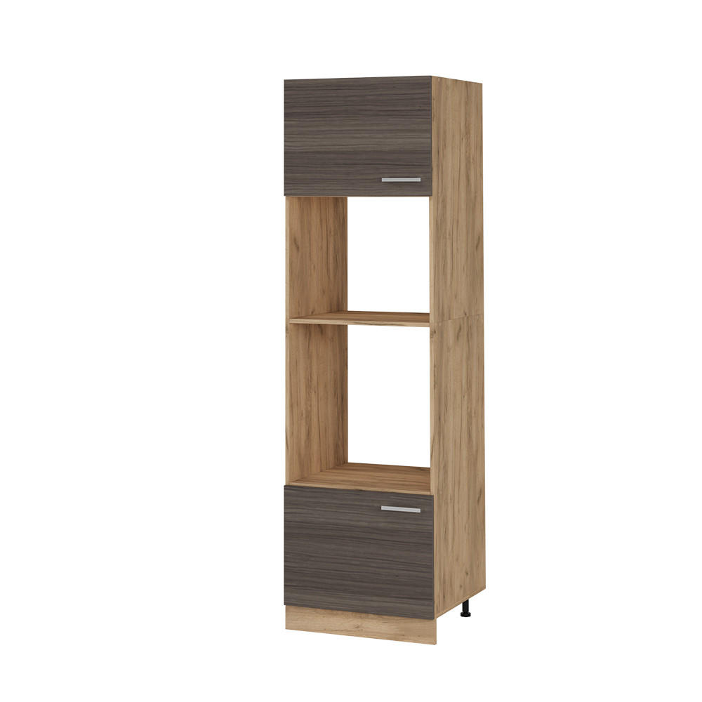 MIKROVÅGSSKÅP R-Line Ädelgrå 60 cm Honungsek, Brun 206.8/60/57.2 cm