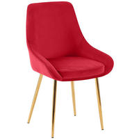 STUHL Samt Rot - Rot/Goldfarben, Textil (50/86/53cm) - CLP