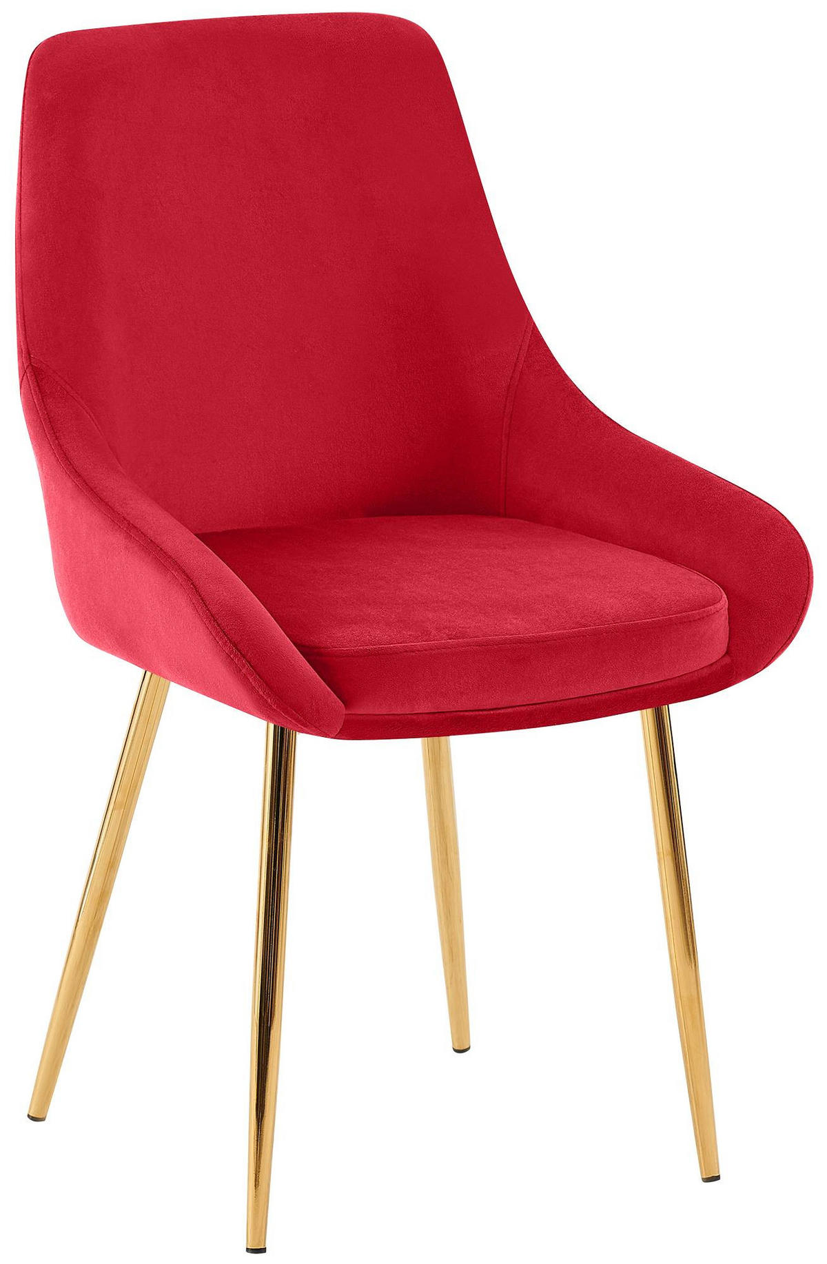 STUHL Samt Rot - Rot/Goldfarben, Textil (50/86/53cm) - CLP