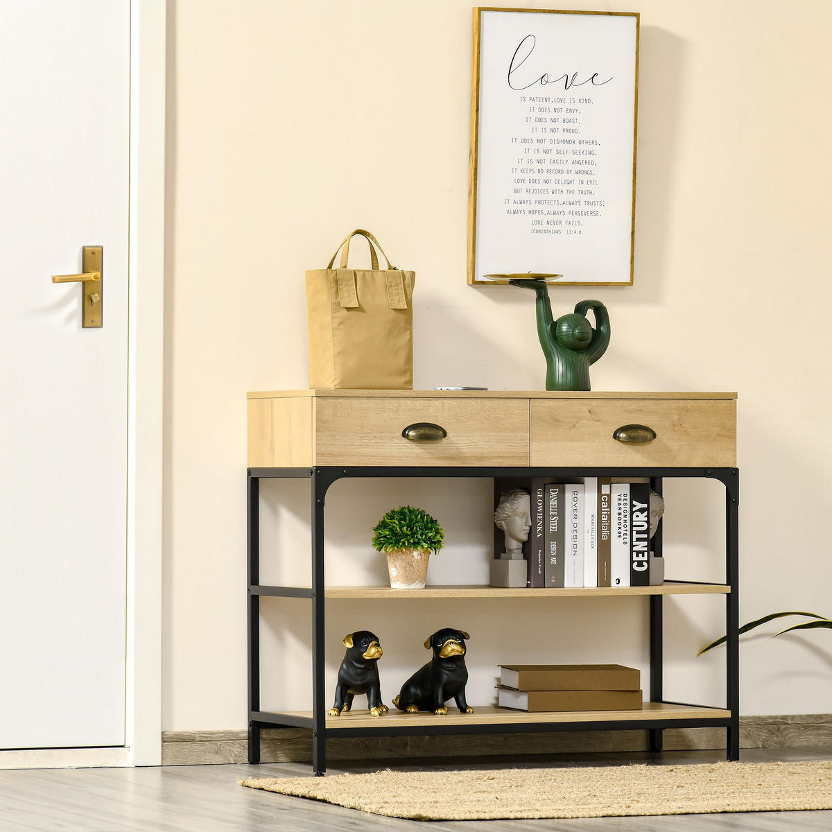 KONSOLENTISCH Eiche Melamin in Holzoptik und Stahl 1 Stück - Beige, Kunststoff (100/35/79.2cm) - GiPP