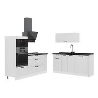 KÜCHENZEILE Fame-Line, Weiß Landhaus/Weiß, 340 cm, AP Anthrazit - Weiß, Holzwerkstoff (340/153.6/60cm) - Vicco