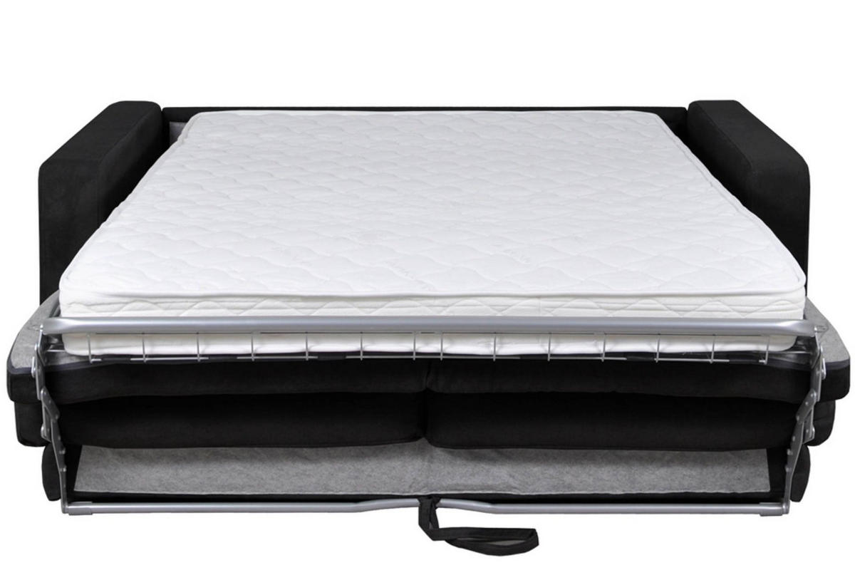 SCHLAFSOFA MENTO 3 Personen mit Unterfederung und Matratze, schwarz - Schwarz, Textil (100/90/195cm) - KONSIMO®