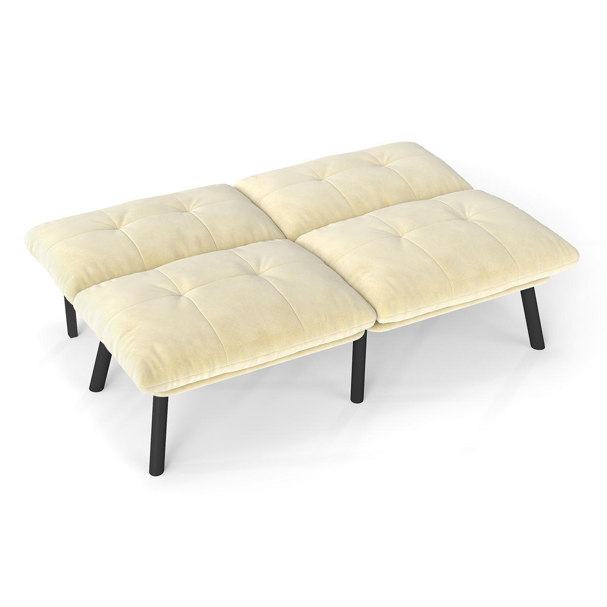 SOFA-BETT klappbar in Cream mit Samtbezug - Weiß, Metall (160/78/81cm) - Meubliv