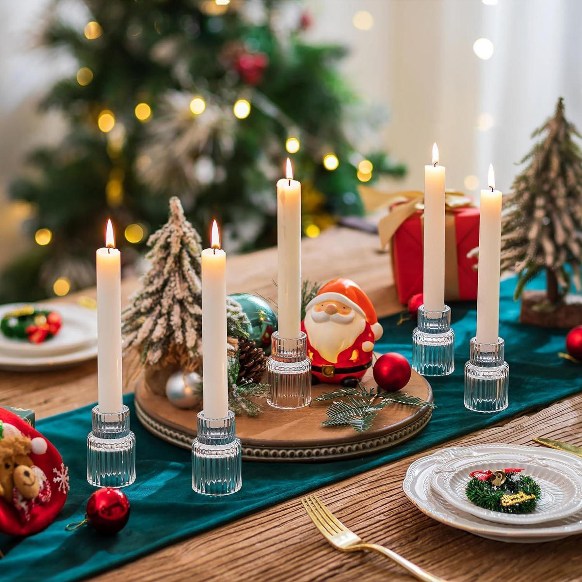 KERZENSTÄNDER 10er Set Glas Transparent 6 cm - Transparent, Glas (3.5/7/3.5cm)