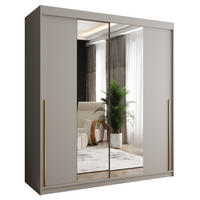 SCHIEBETÜRENSCHRANK mit Spiegel 180 cm Breite Kaschmir mit goldenem Griff - Kaschmir/Goldfarben, Holzwerkstoff (180/200/62cm) - Home Collective