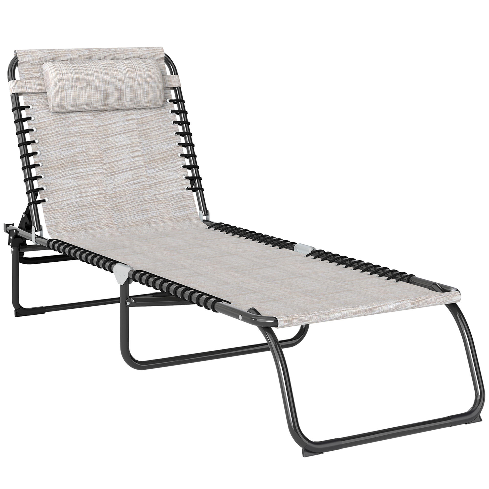 SONNENLIEGE DE-07660 klappbar, 4-fach verstellbar Cremeweiß - Creme, Metall (58/30/189cm) - ComfortXL