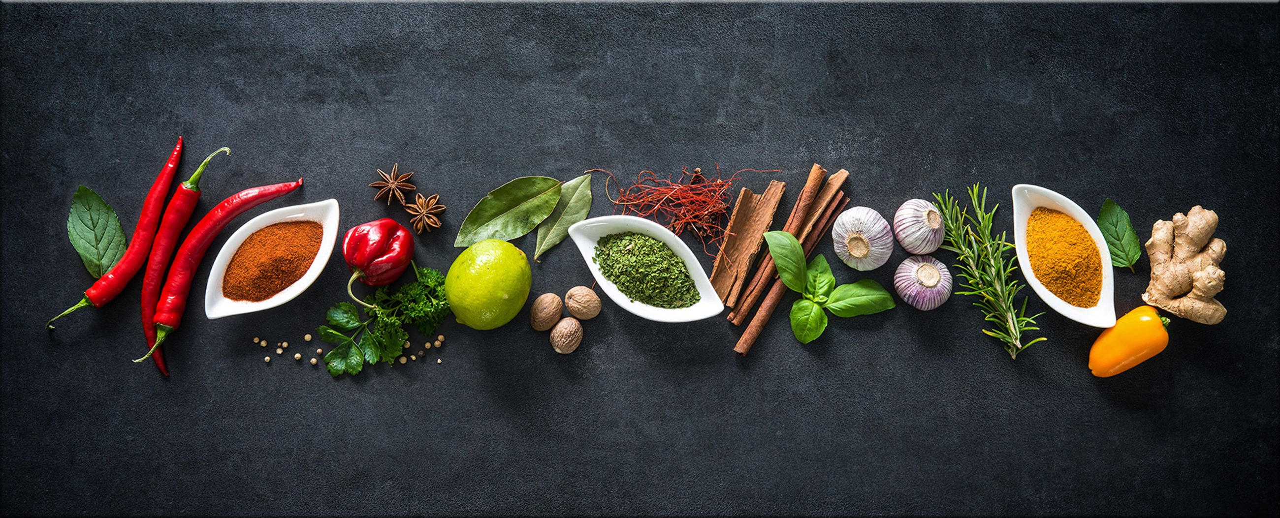 GLASBILD 125x50 cm Bild Küche Kräuter - Rot, Glas (125/50cm) - artissimo