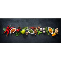 GLASBILD 125x50 cm Bild Küche Kräuter - Rot, Glas (125/50cm) - artissimo