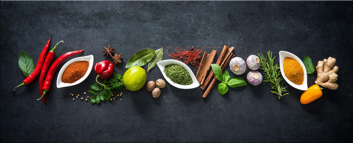 GLASBILD 125x50 cm Bild Küche Kräuter - Rot, Glas (125/50cm) - artissimo