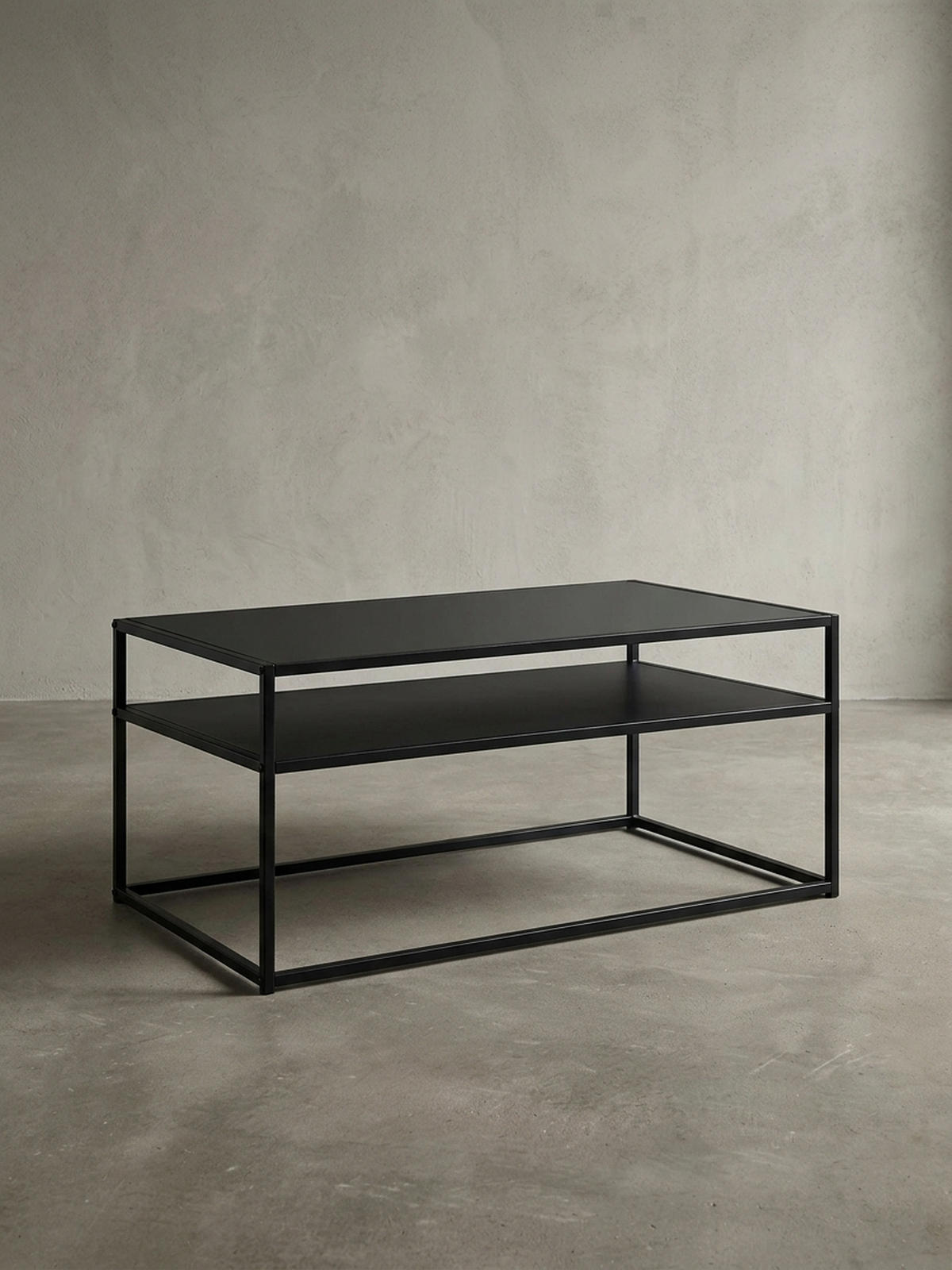 COUCHTISCH Grau Metall, Industrial-Stil mit Stauraum, Robuste Verarbeitung, Maße: 100 x 60 x 45 cm - Schwarz, Metall (60/100/45cm) - KADIMA DESIGN