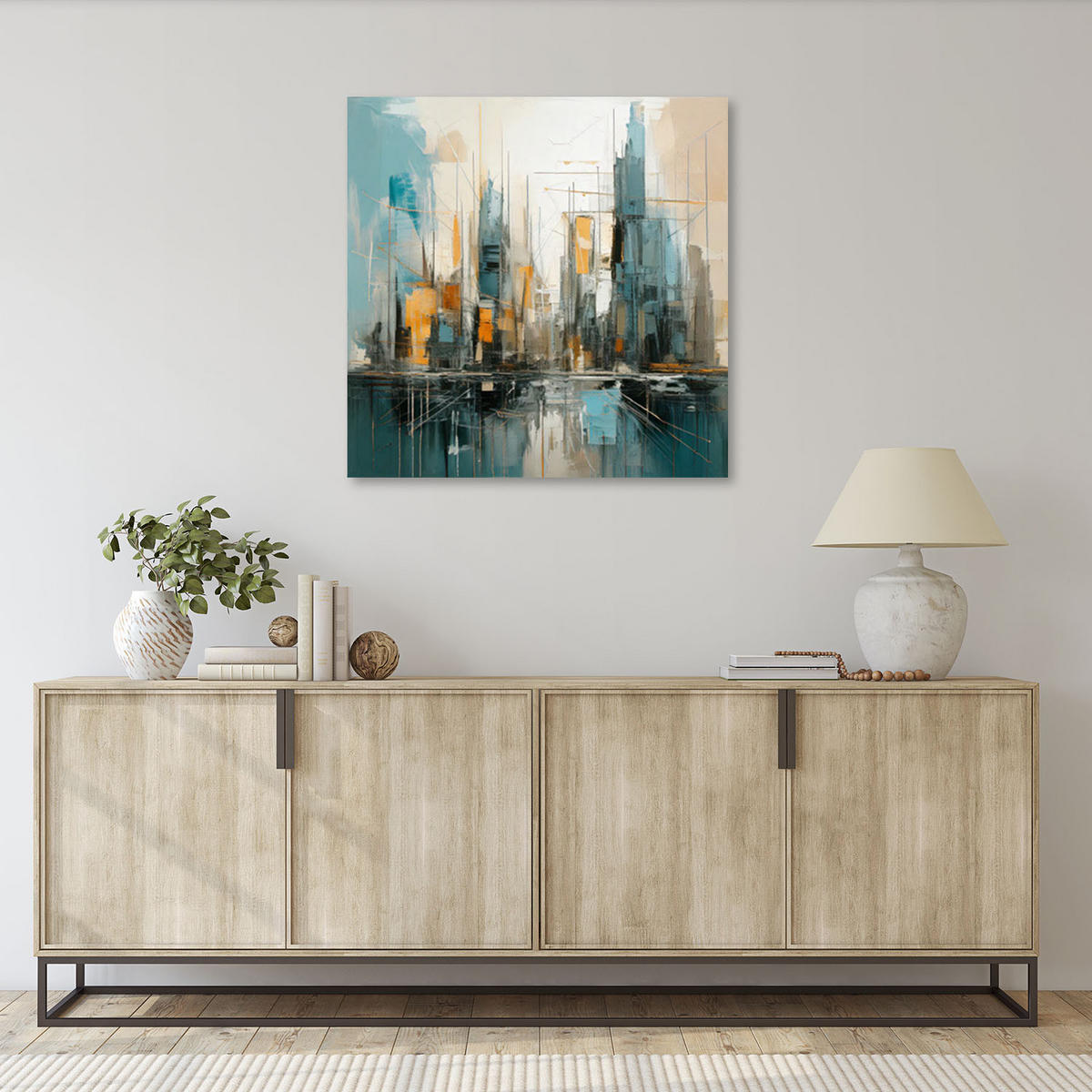 LEINWANDBILD Architektur Stadt Minimalismus 60x60cm - Multicolor, Textil (60/60cm) - Feeby