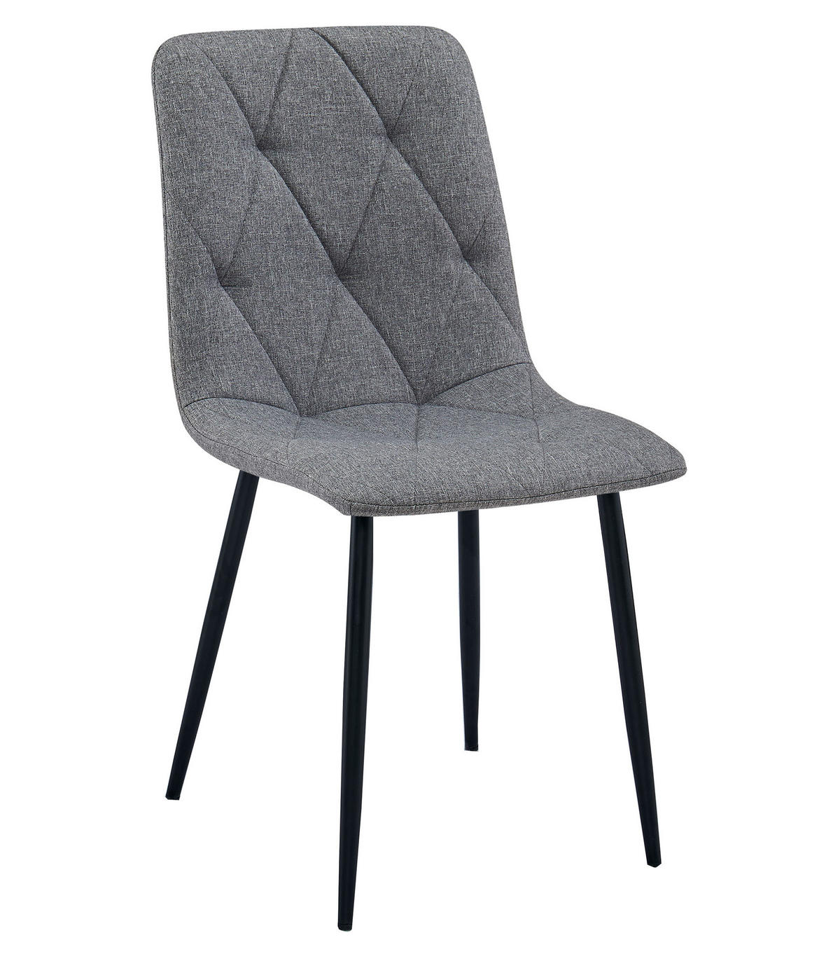 ESSZIMMERSTUHL TYRA dunkelgrauer Sitz, schwarze Beine - Dunkelgrau/Schwarz, Textil (44.5/87/54.5cm) - Valora