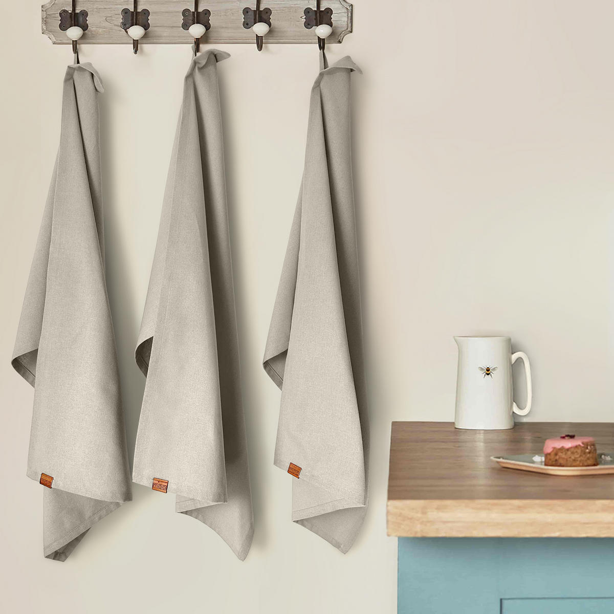GESCHIRRTUCH 3er Set - Braun, Textil (45/70cm) - Miqio Design