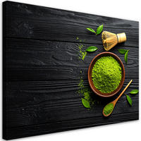 LEINWANDBILD Matcha in einer Schale Tee 60x40cm - Grün, Textil (60/40cm) - Feeby