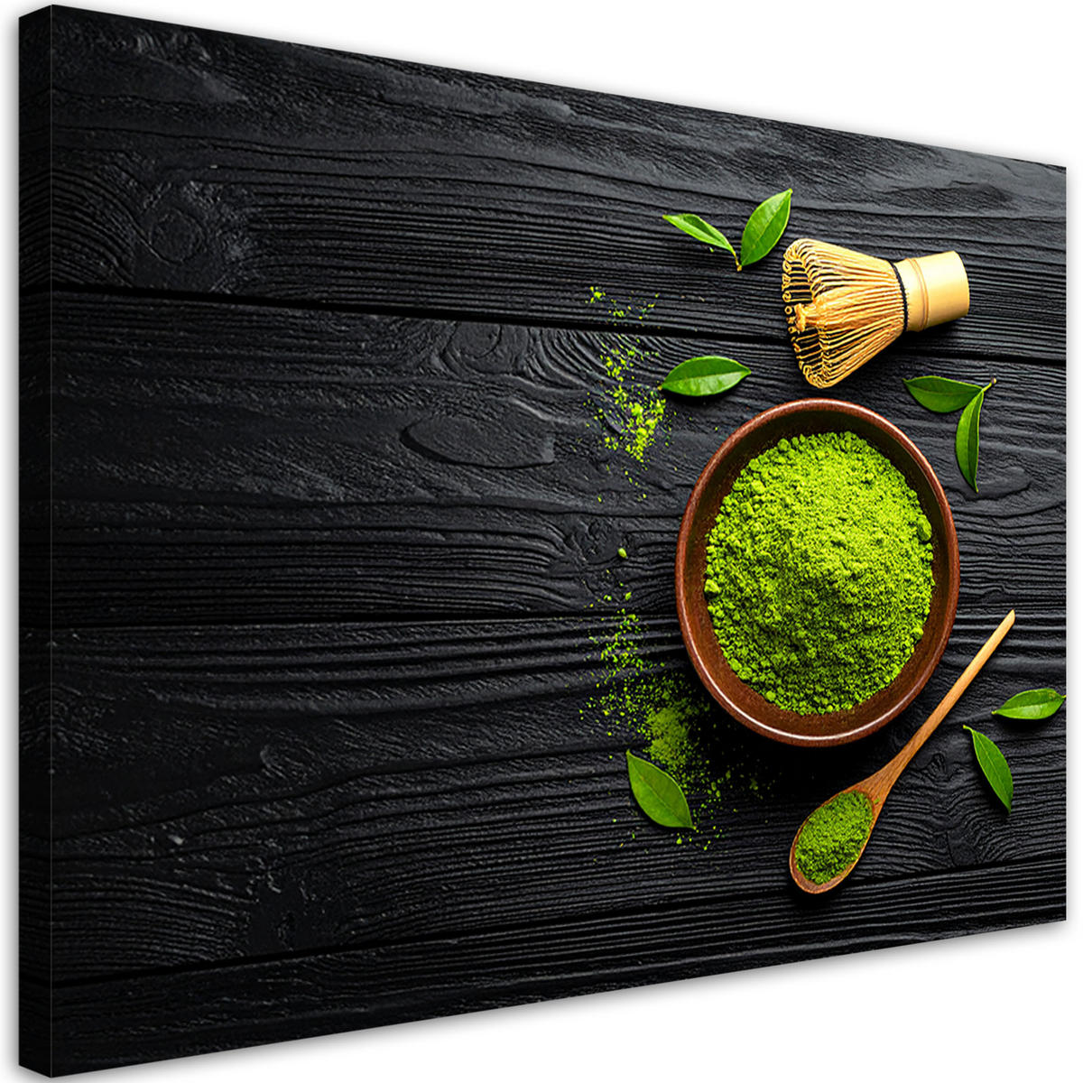LEINWANDBILD Matcha in einer Schale Tee 60x40cm - Grün, Textil (60/40cm) - Feeby