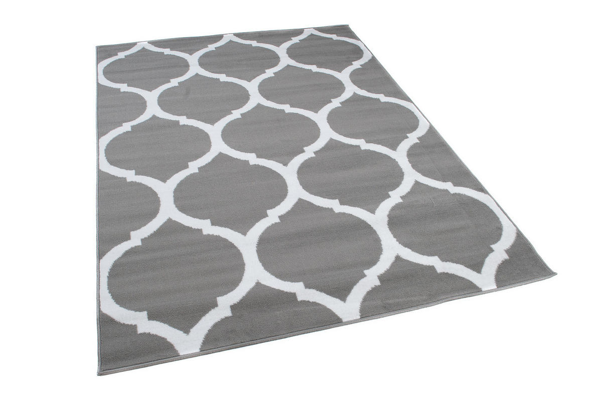 TEPPICH LUXURY Grau Marokkanisch Rauten Gitter 250/300 cm - Hellgrau, Textil (250/300cm) - Tapiso