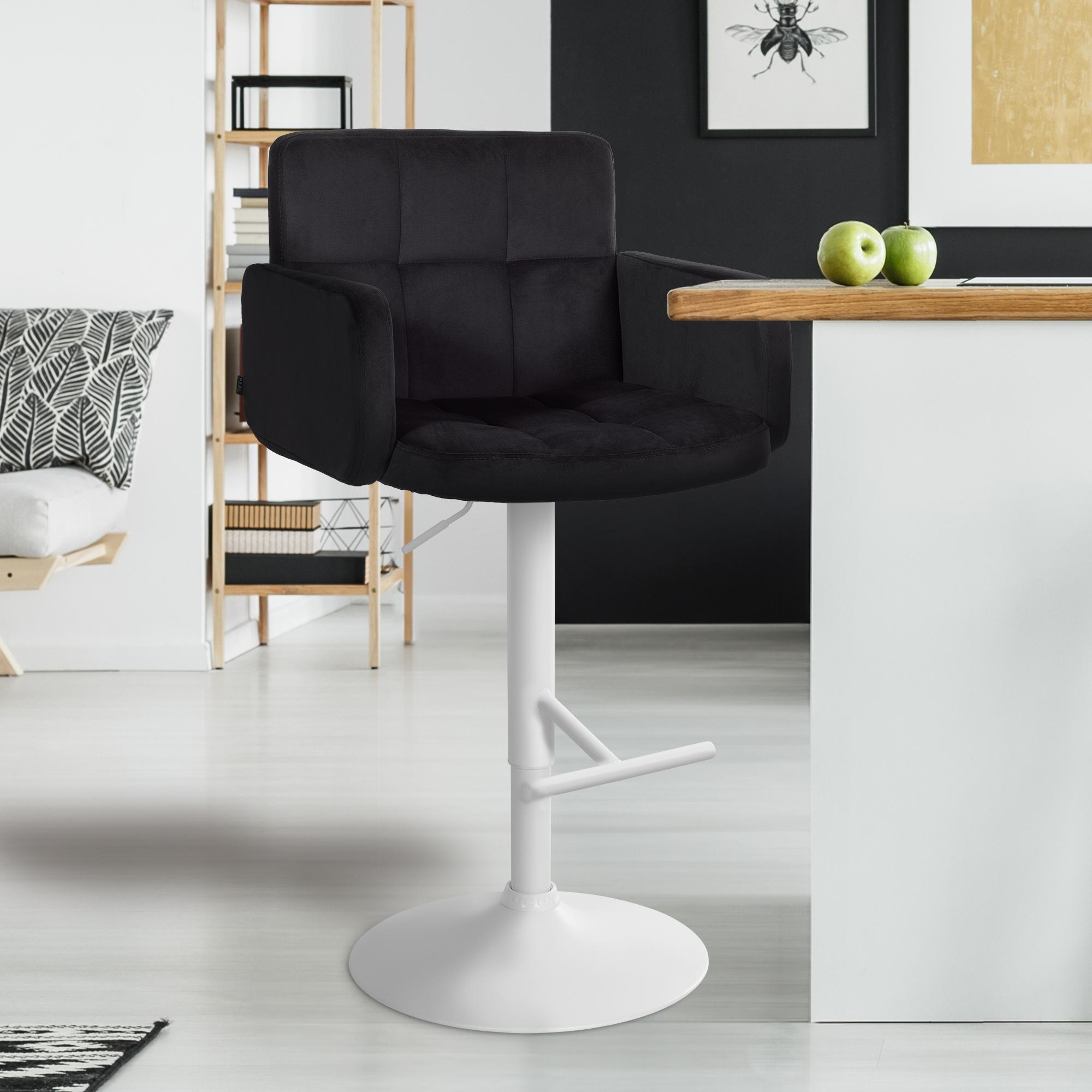 BARHOCKER Samt schwarz - Schwarz/Weiß, Textil/Metall (60/93/56cm) - CLP