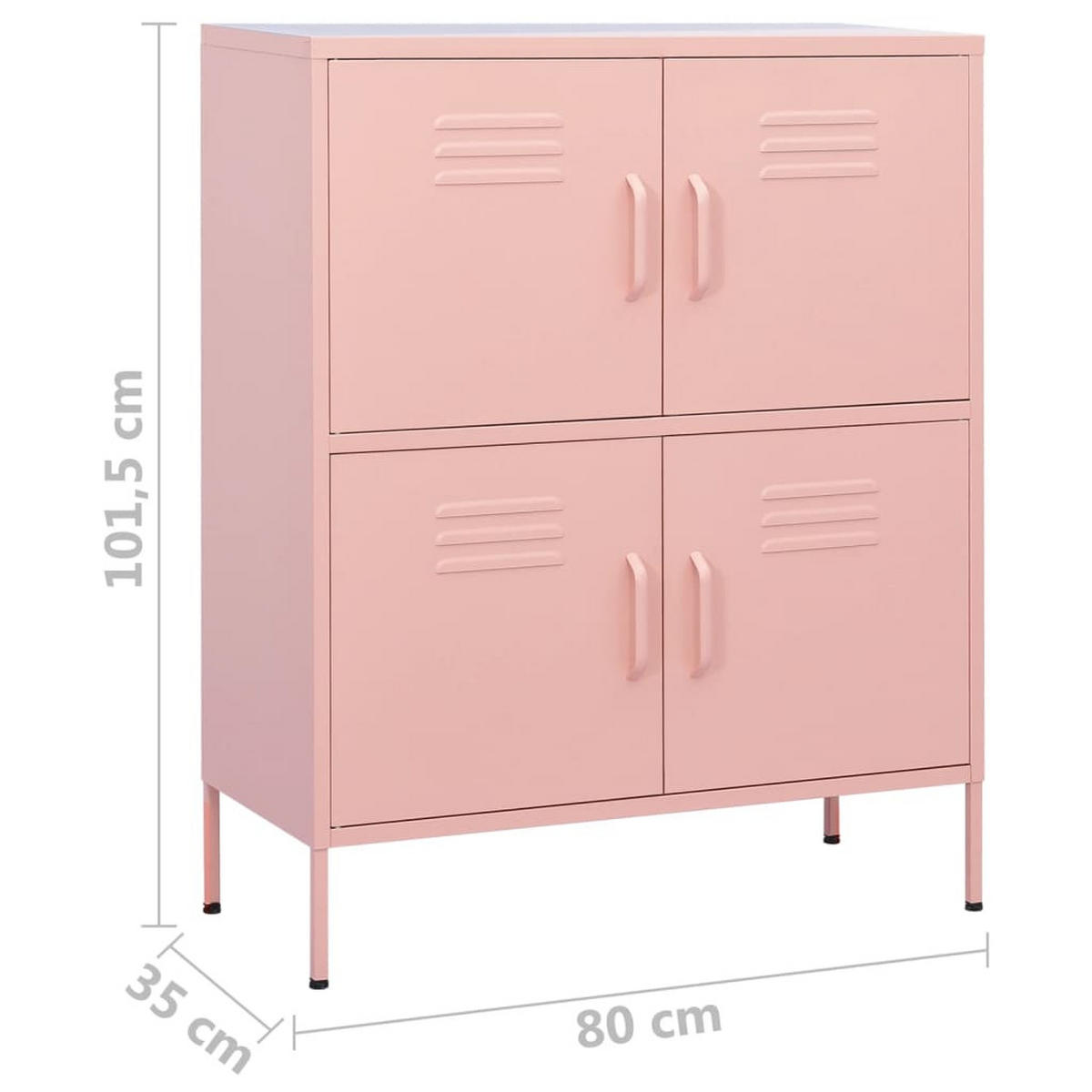 SIDEBOARD mit 4 Türen, 80/35/101,5 cm, aus Stahl, in Rosa - Rosa, Metall (80/101.5/35cm) - vidaXL