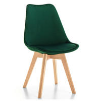 STUHL Dublin modern grün, Holzbeinen - Veloursstoff und Polsterschaum - Naturfarben/Grün, Holz/Textil (50/83/54cm) - NEW HOME